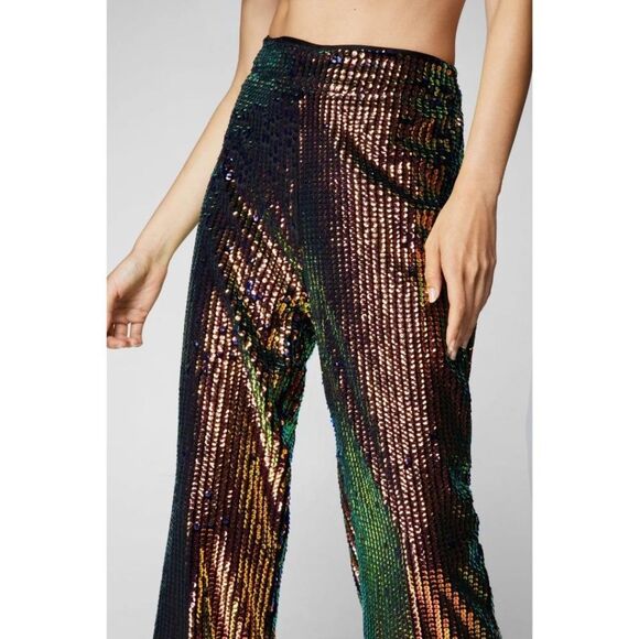 Nasty Gal Sequin Wide-Leg Pants NWT - Picture 2 of 9